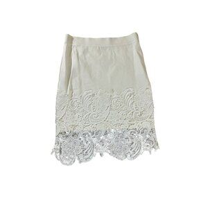 Haute Monde Women's White Crochet Classic Mini Skirt - Large